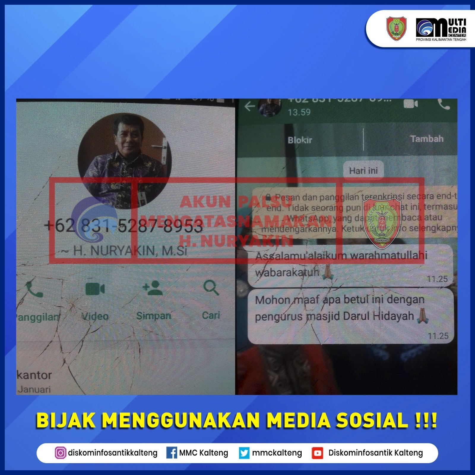 Akun Wa Palsu Catut Nama Sekda Kalteng Tabengan Online